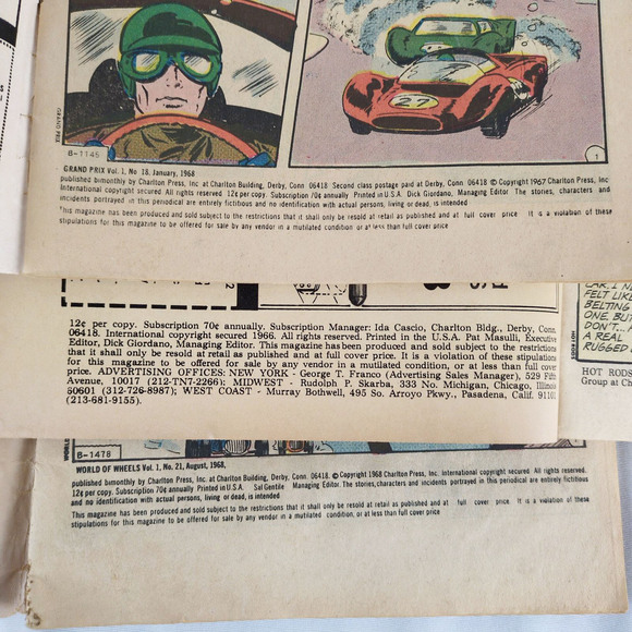 Set of 6 Hot Rod Grand Prix Drag N' Wheels 1960s Silver Age Charlton Comic Books - Picture 6 of 9